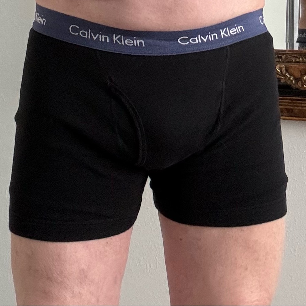 Calvin Klein Men's Black Boxer Briefs with Blue Waistband